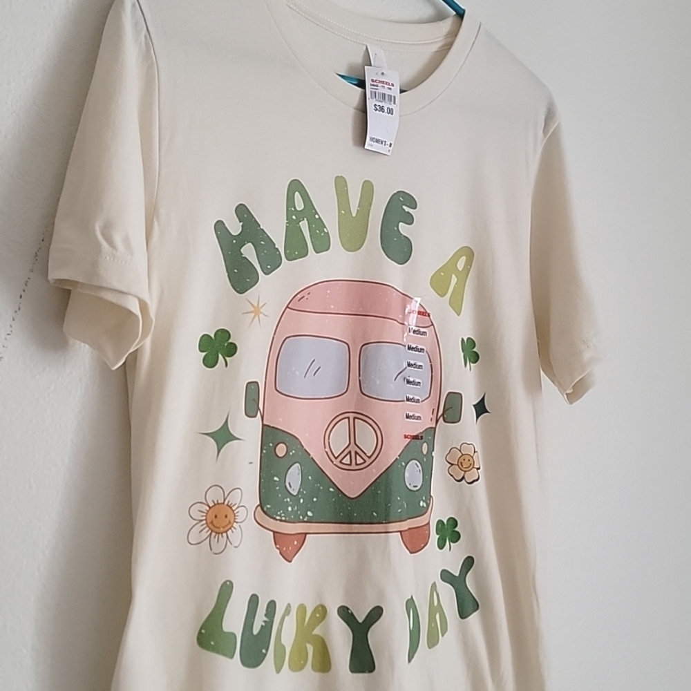Women's St.Pattys Day Shirt, Have a Lucky Day, Volkswagen &  Daises